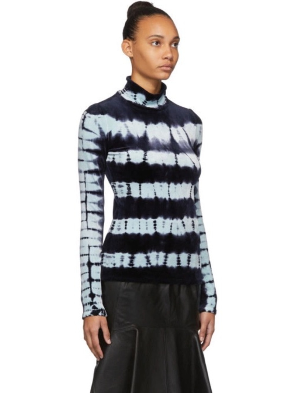 Proenza Schouler Blue Tie-Dye Velvet Turtleneck